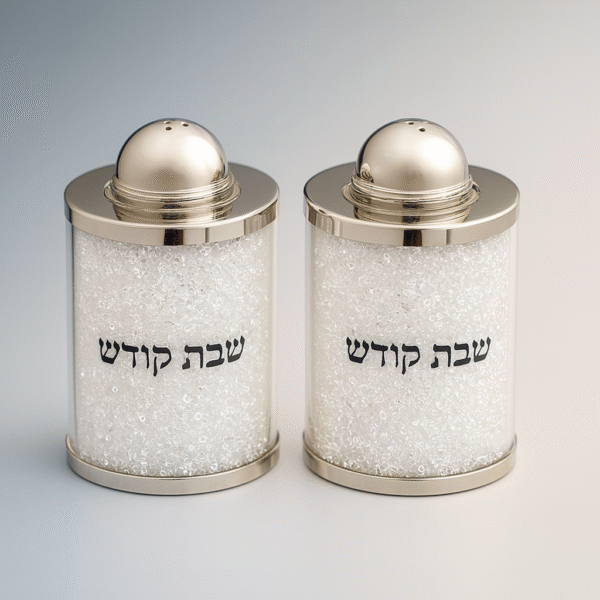⁦זוג מלחיות קריסטל עם אבנים לבנות⁩ – תמונה ⁦2⁩